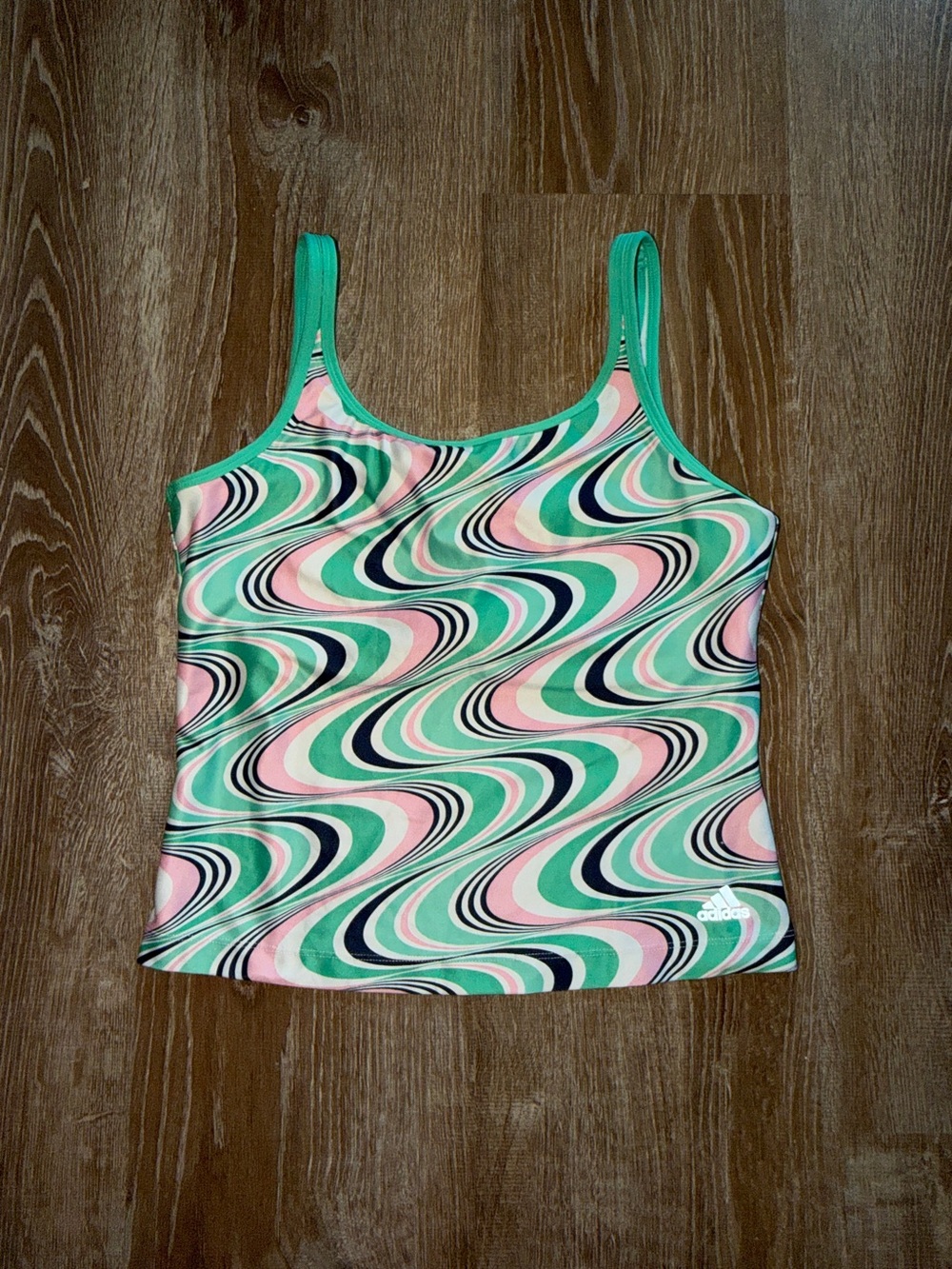Vintage Y2K adidas Green & Pink Swirl Tank Top